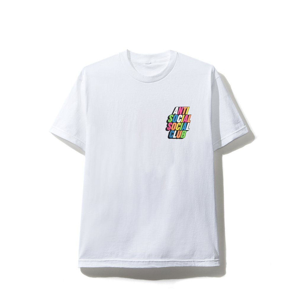 Anti Social Social Club Blocked Rainbow White Tee - Novelship